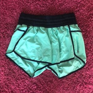 teal and navy lululemon shorts